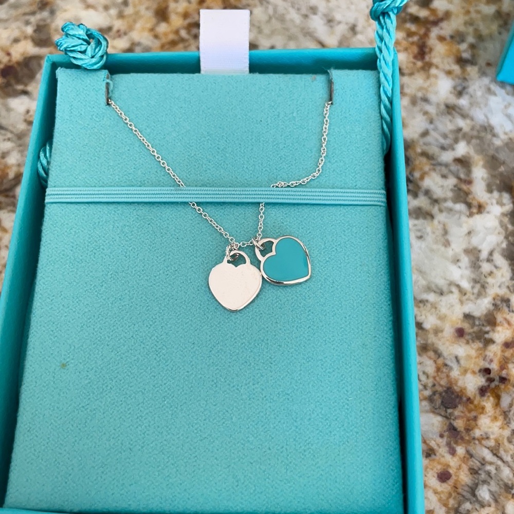 TIFFANY & CO double heart tag pendant Tiffany blue NWT AUTHENTIC